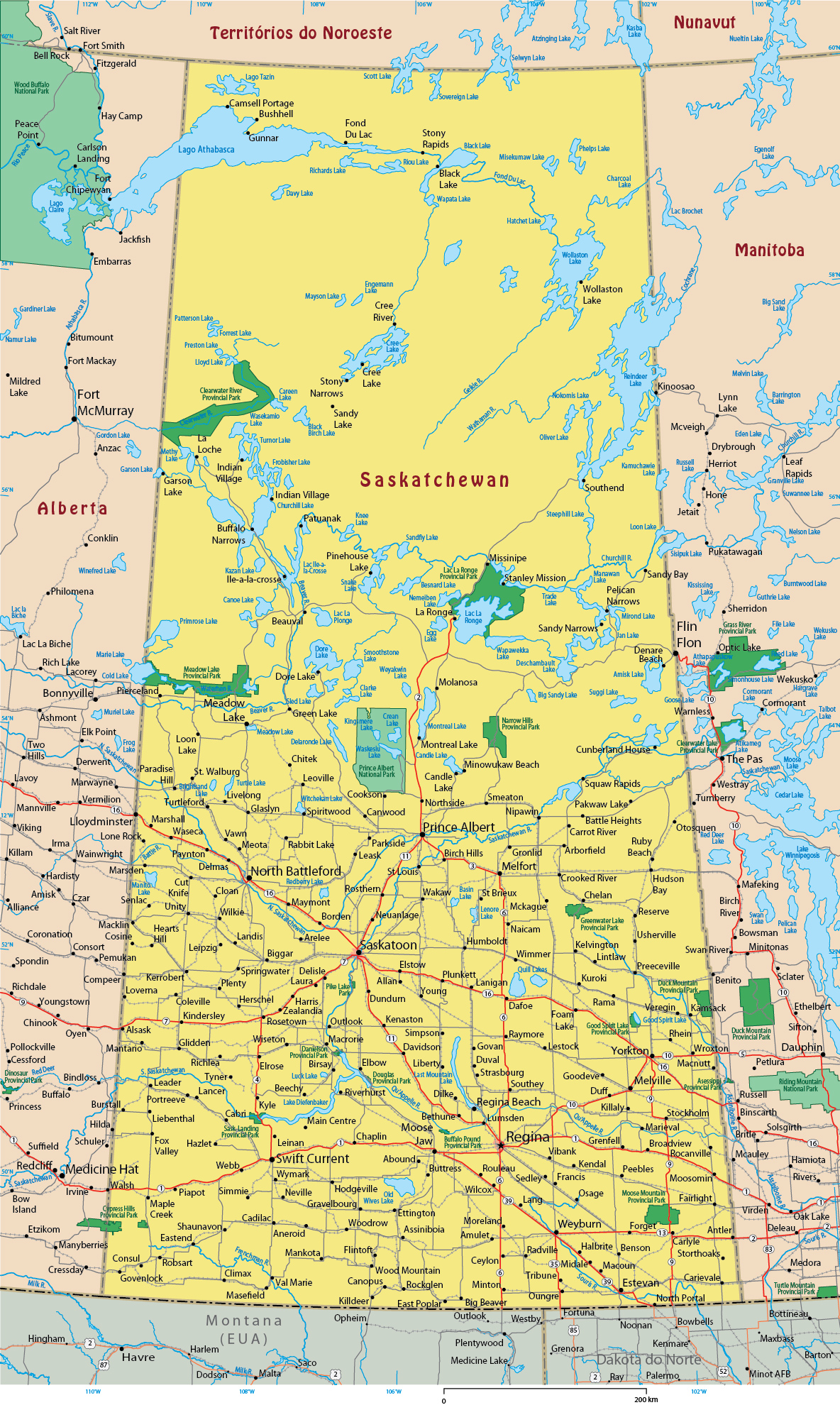 Mapa Saskatchewan