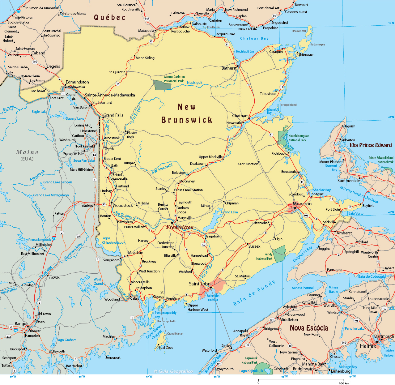 Mapa New Brunswick