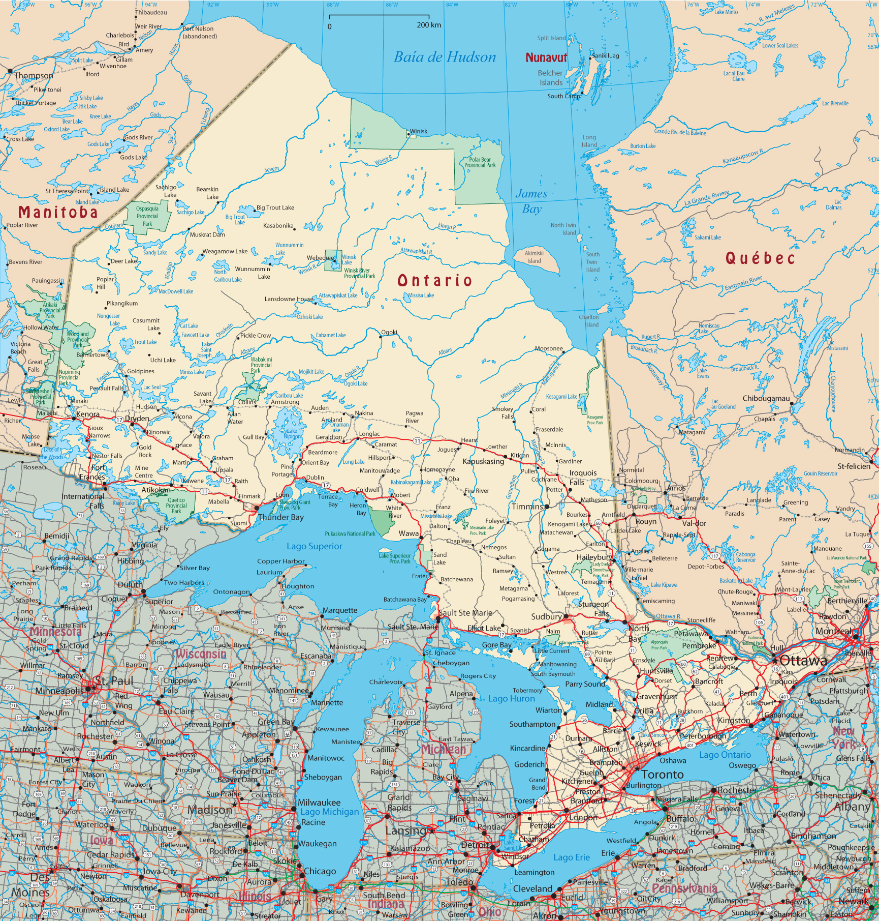 Mapa Ontario