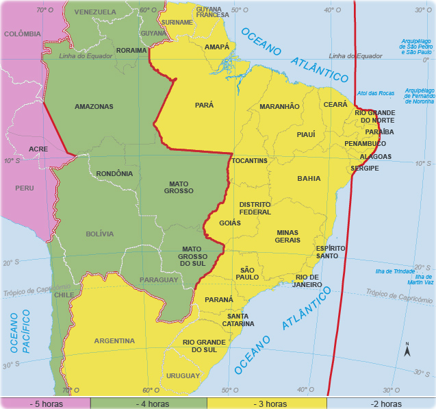 Mapa Fusos Brasil