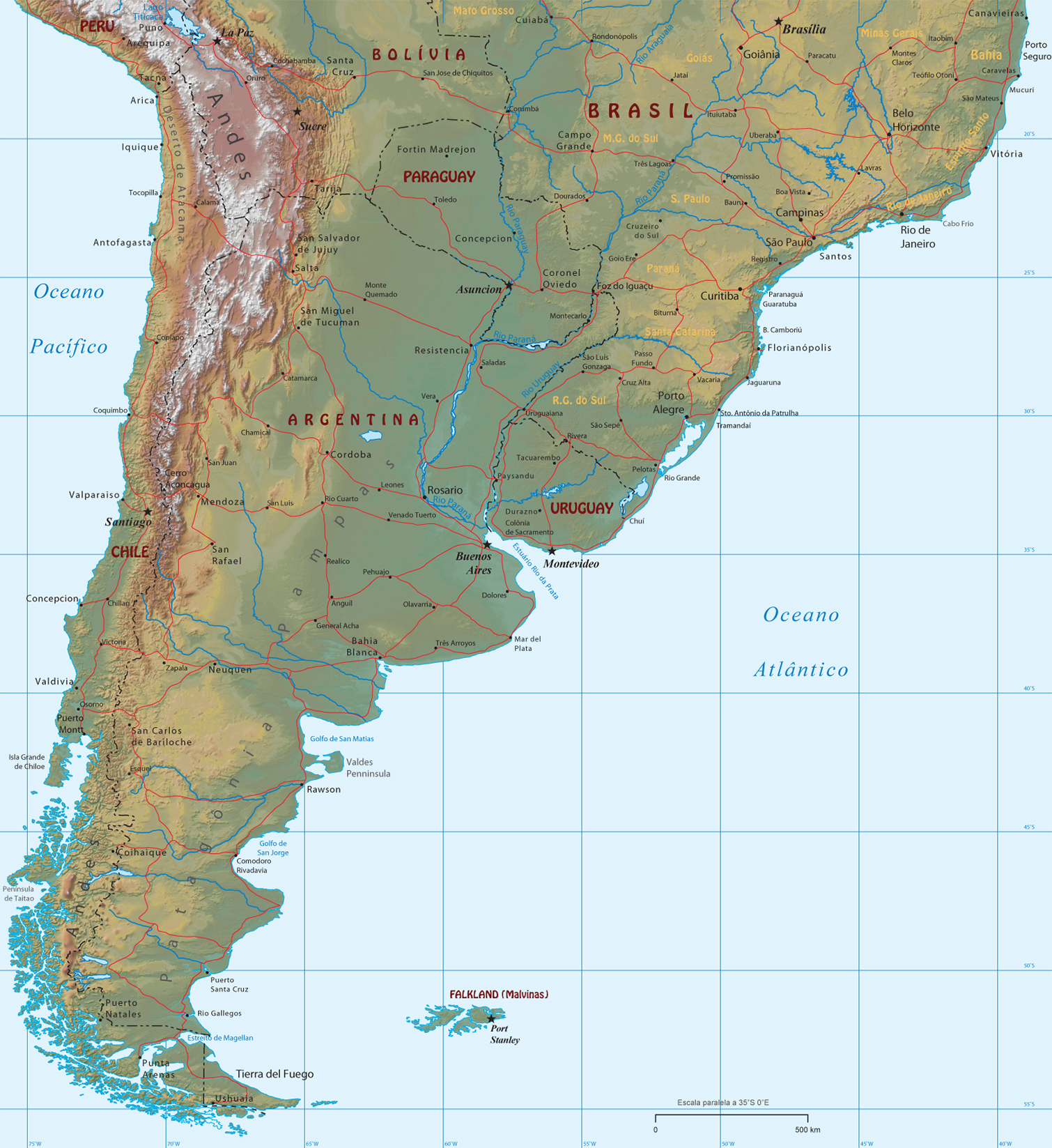 Relevo America Sul