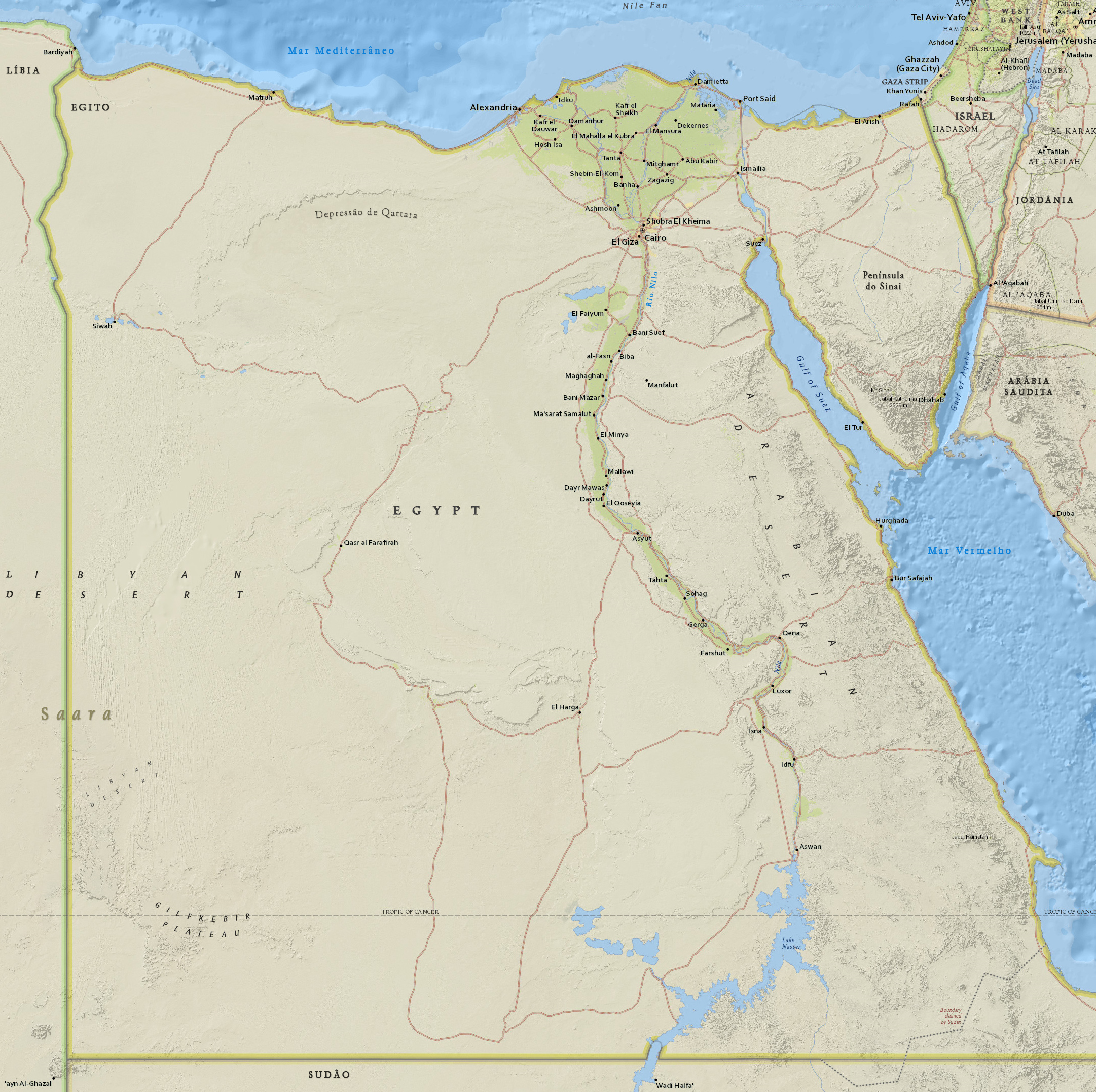 Mapa fisico Egito