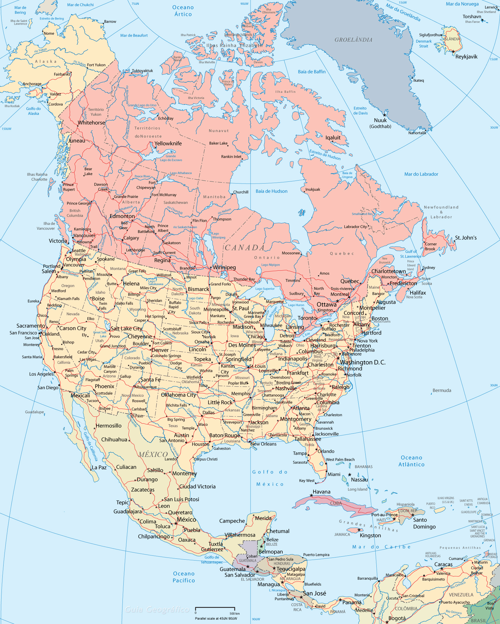 Mapa América do Norte